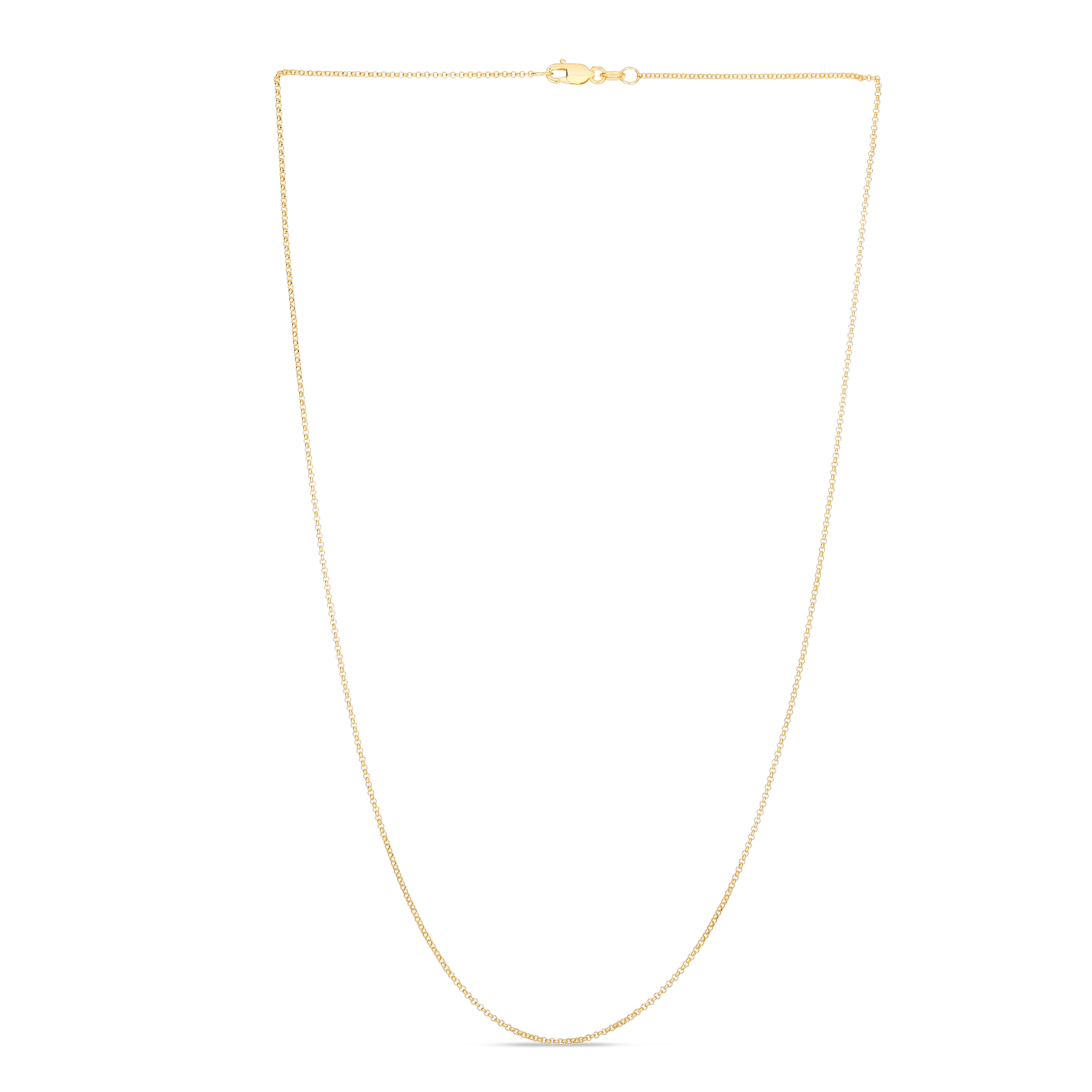14K Yellow Gold 1.1mm Diamond Cut Rolo 20" Chain with Lobster Lock