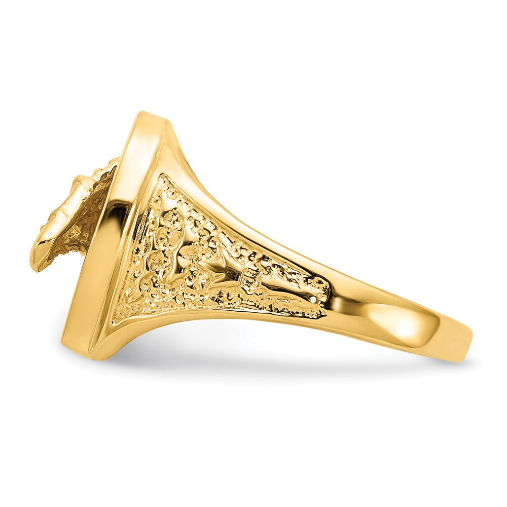 14k Polished Horseshoe with Horse in Center Ring