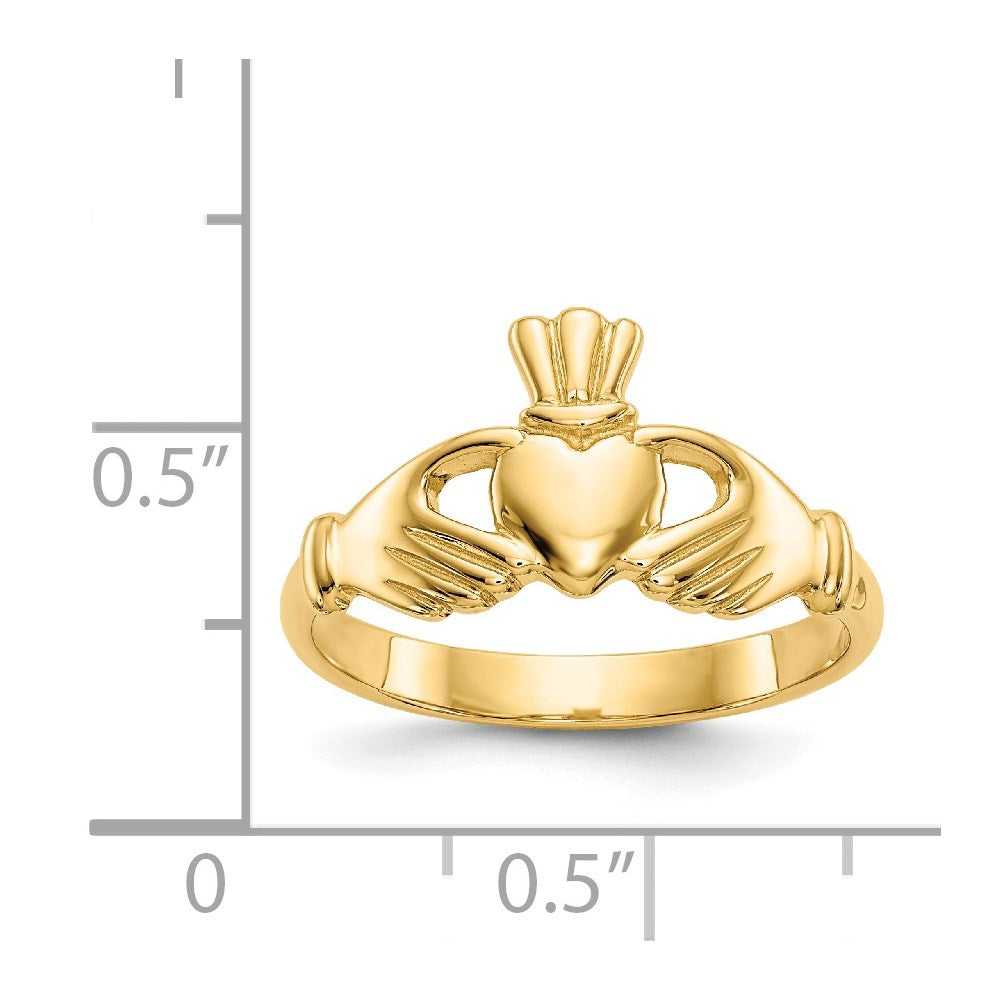 14k Polished Claddagh Ring