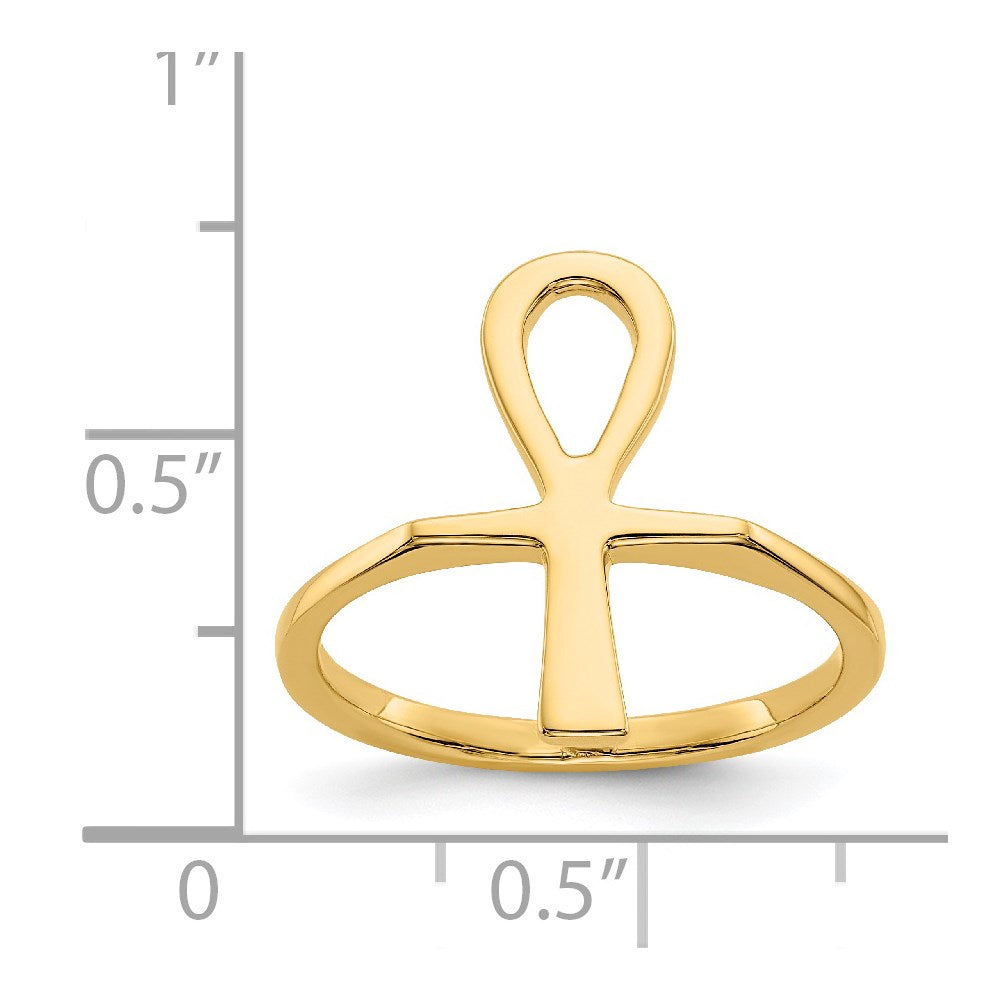 14k Polished Ankh Egyptian Cross Ring