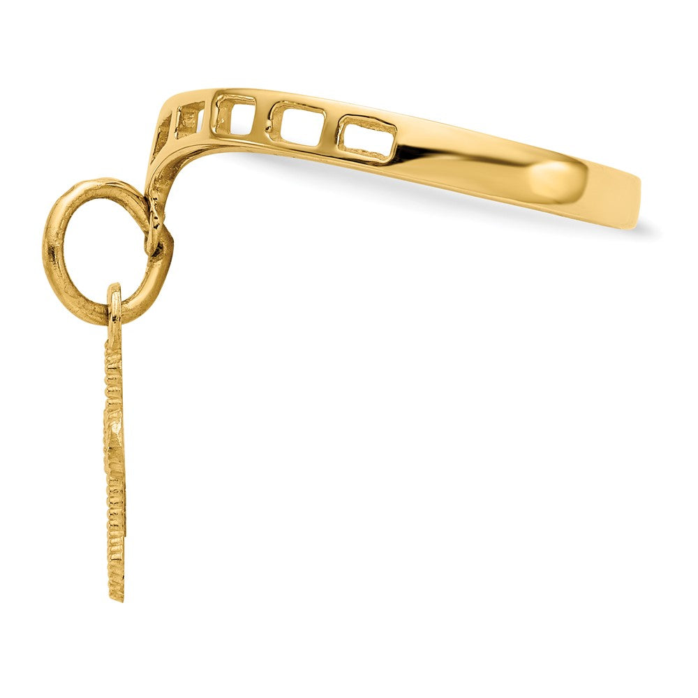 14k Polished Cross Dangle Charm Ring