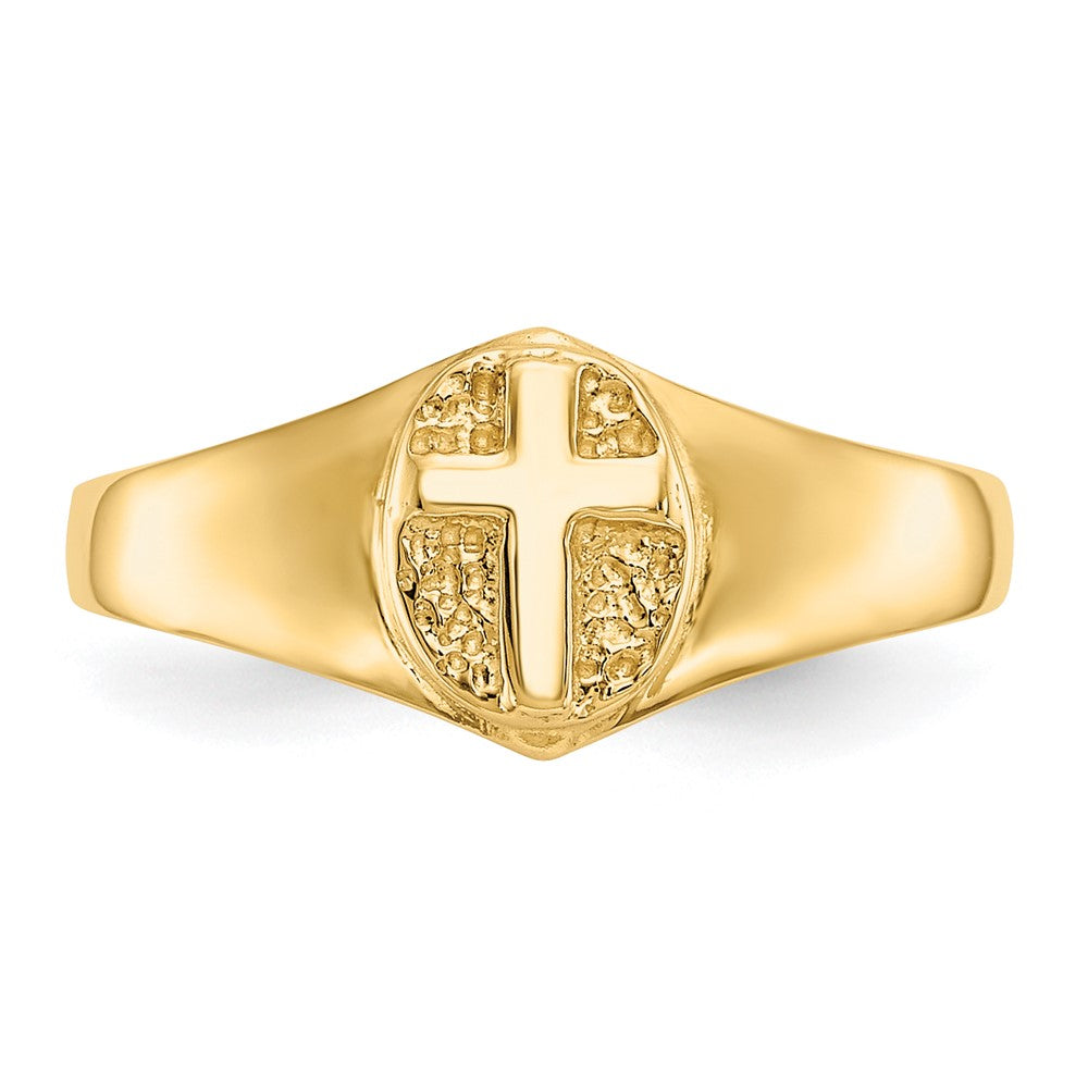 14k Childs Polished Open Cross Ring