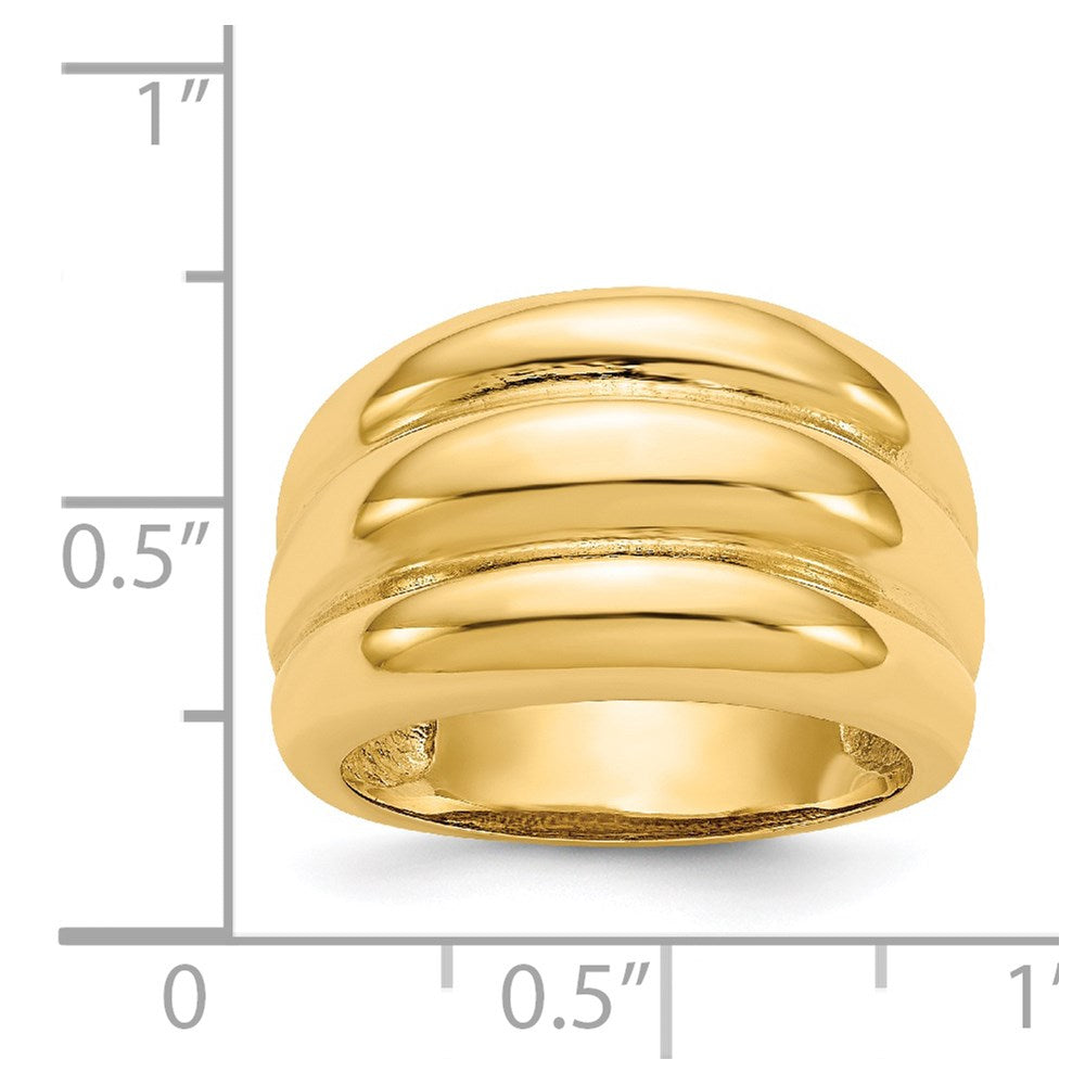 14k Polished Scalloped Dome Ring