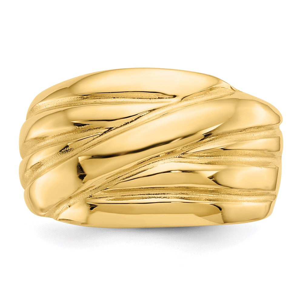 14k Polished Scalloped Dome Ring