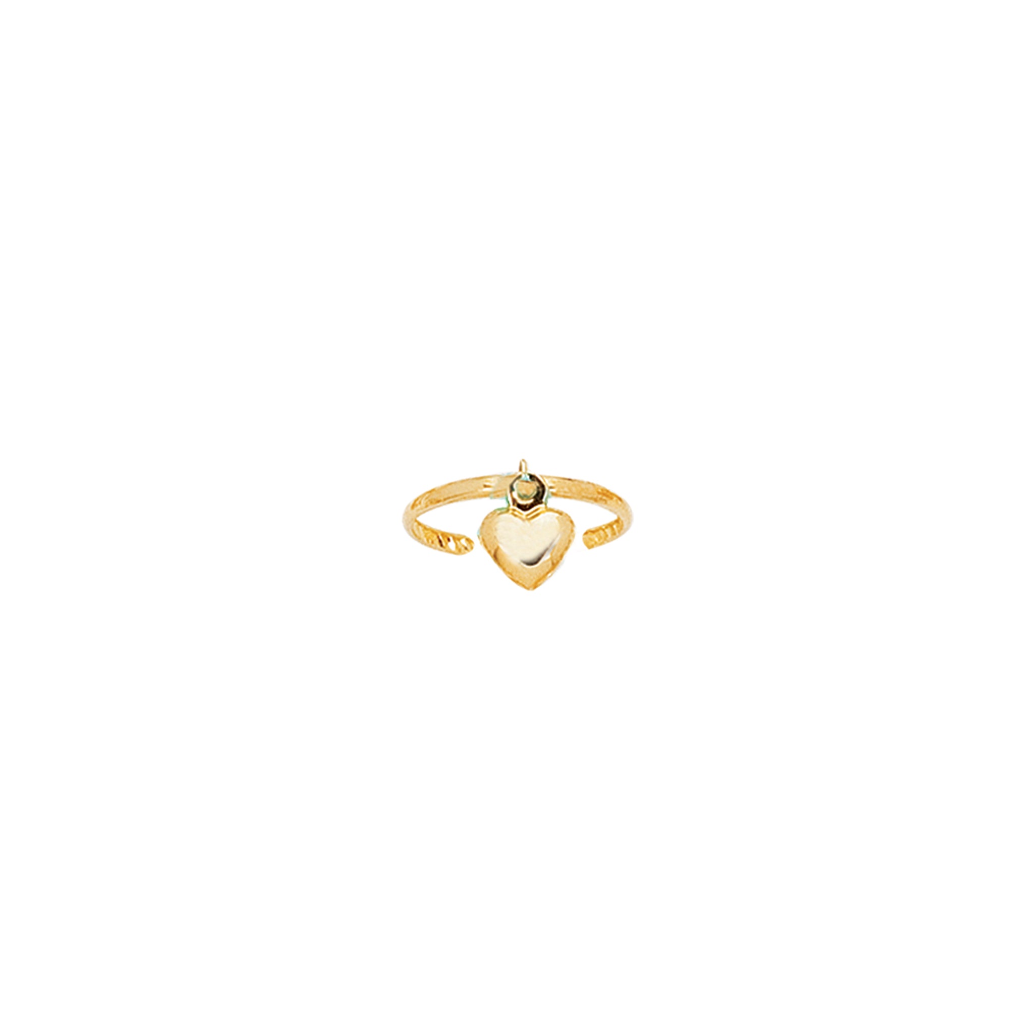 14K Yellow Gold Dangling Heart Toe Ring