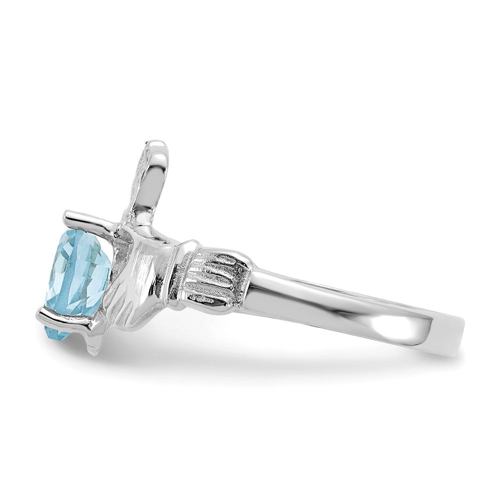 14k White Gold December CZ Birthstone Claddagh Ring