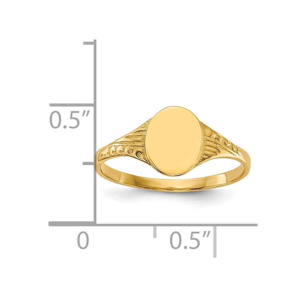 14K Oval Polished Child Signet Ring