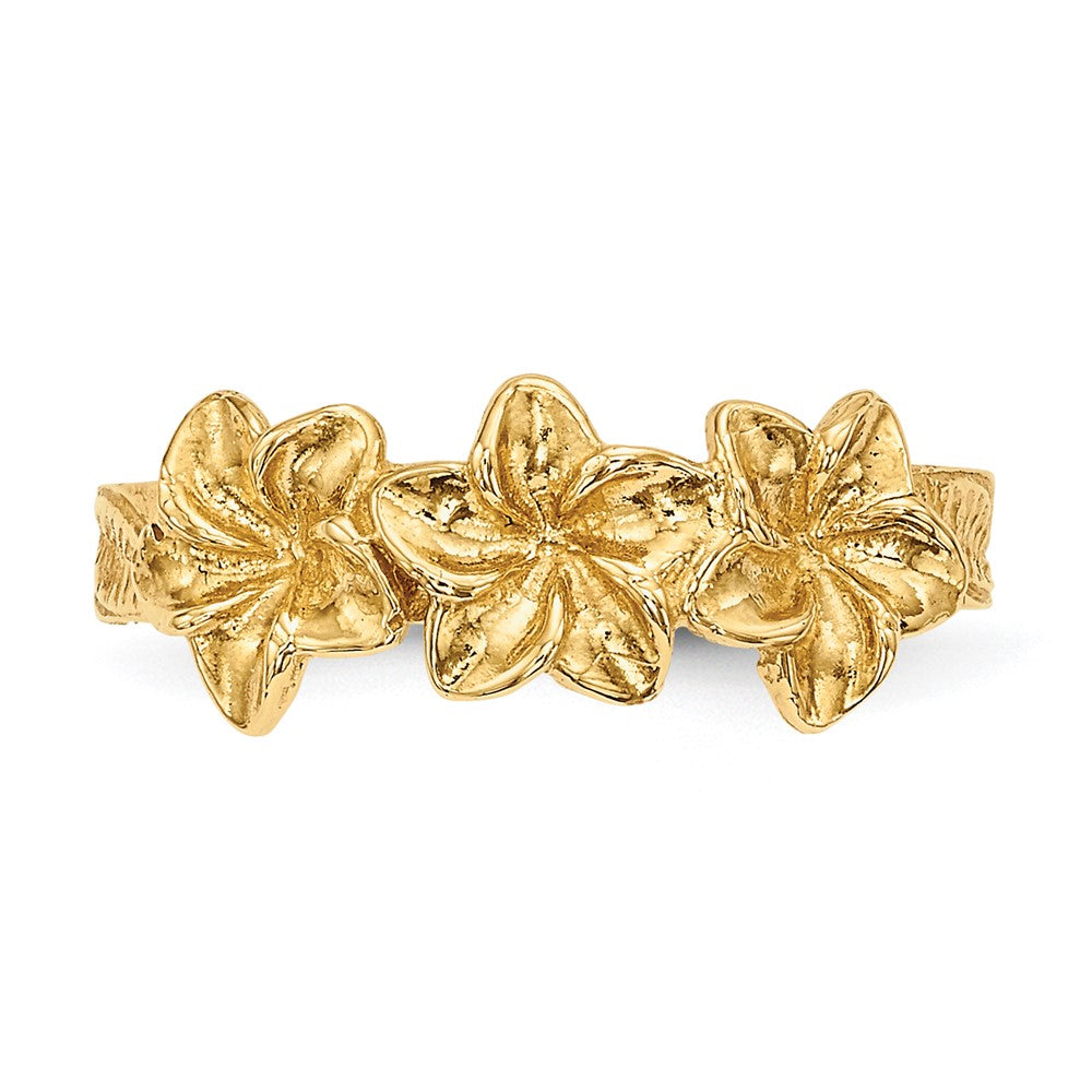 14k Polished Flowers Toe Ring