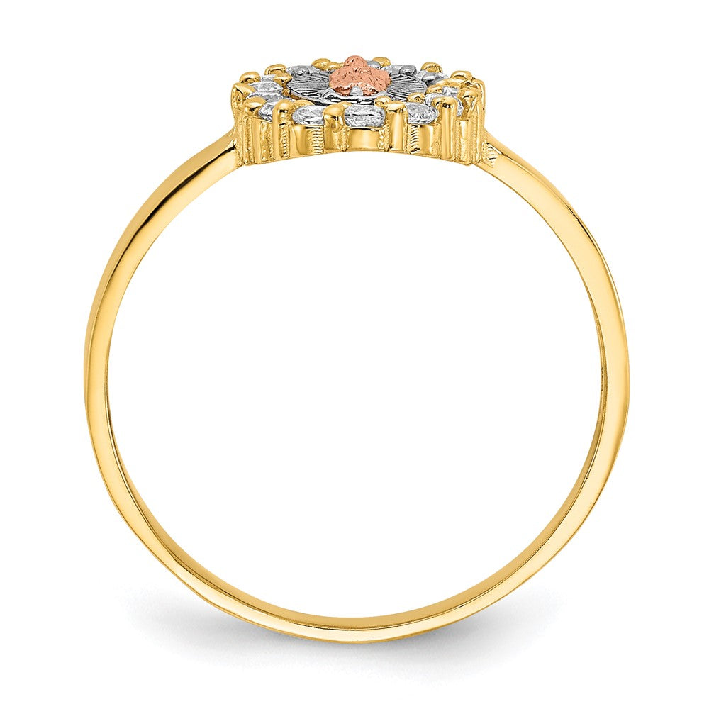 14k Two-tone w/White Rhodium CZ Lady of Guadalupe Ring