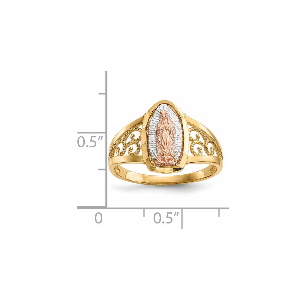 14k Two-tone w/White Rhodium Lady of Guadalupe Ring