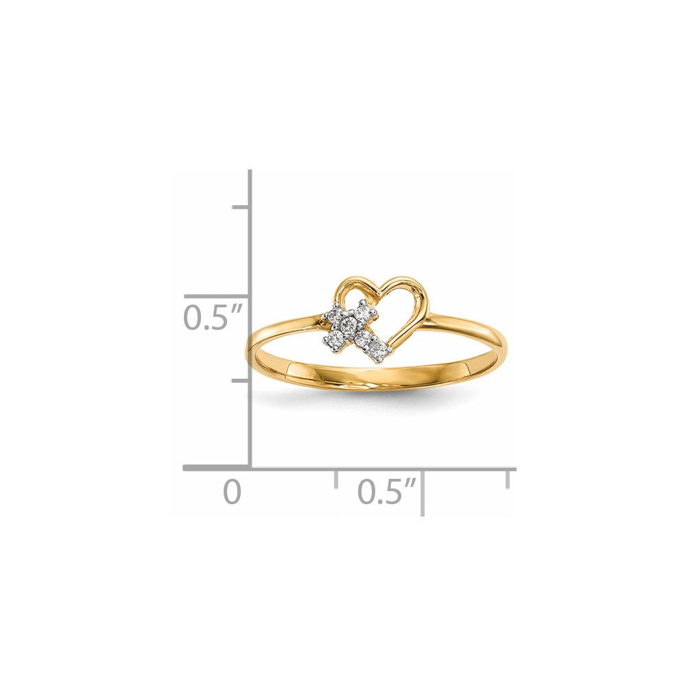 14k Heart w/CZ Cross Ring