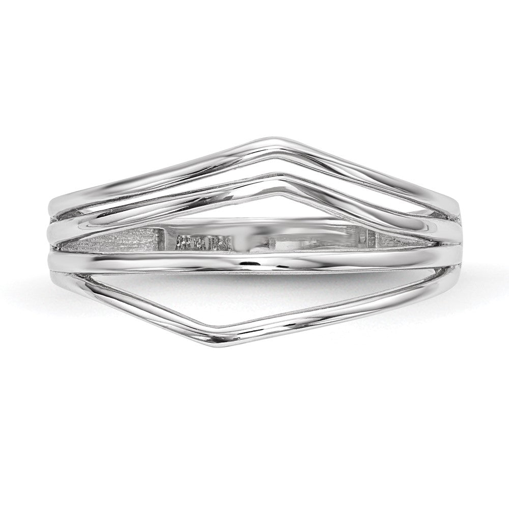 14k White Gold Polished 4-Bar Ring
