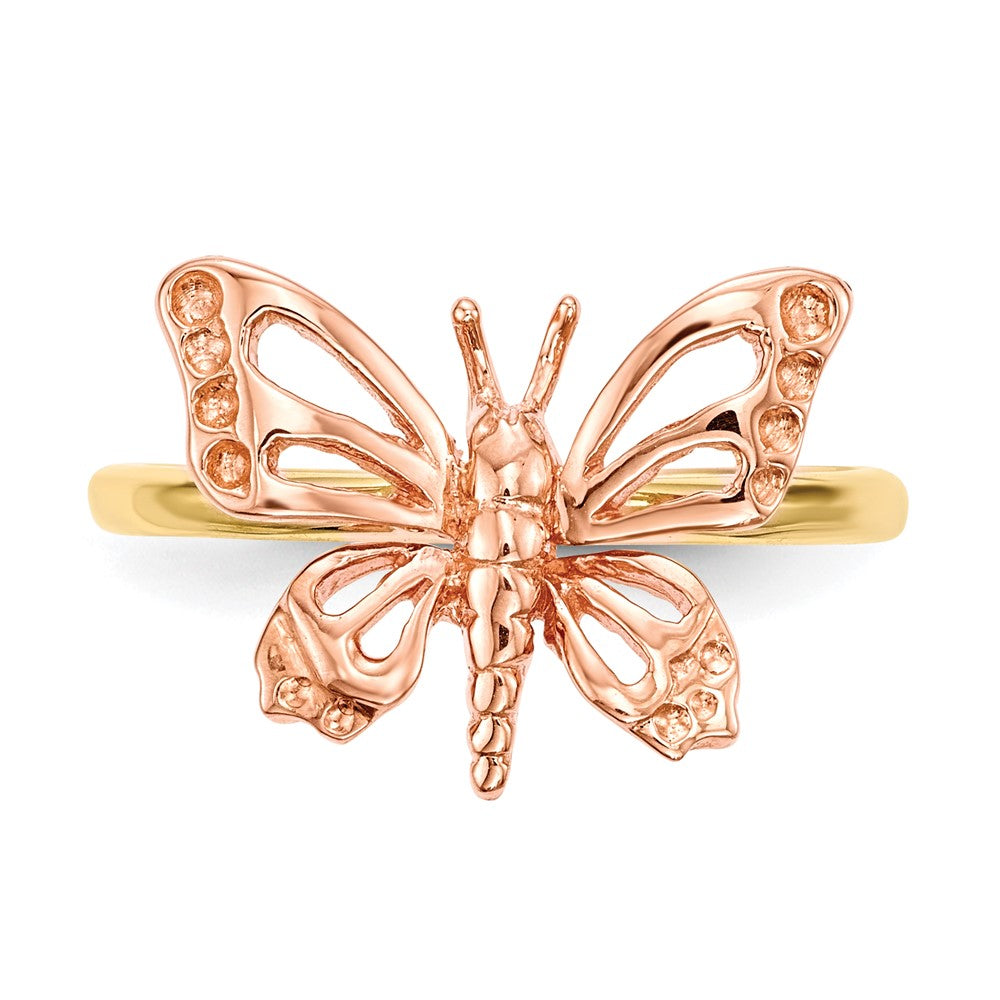 14k Two-tone Polished Butterfly Ring