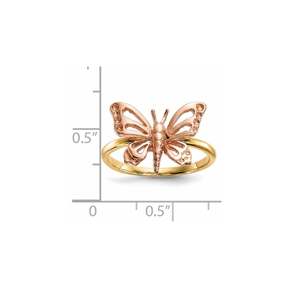 14k Two-tone Polished Butterfly Ring