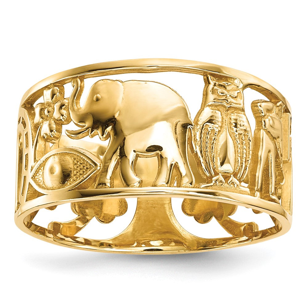 14k Lucky Symbols Cut Out 9mm Band