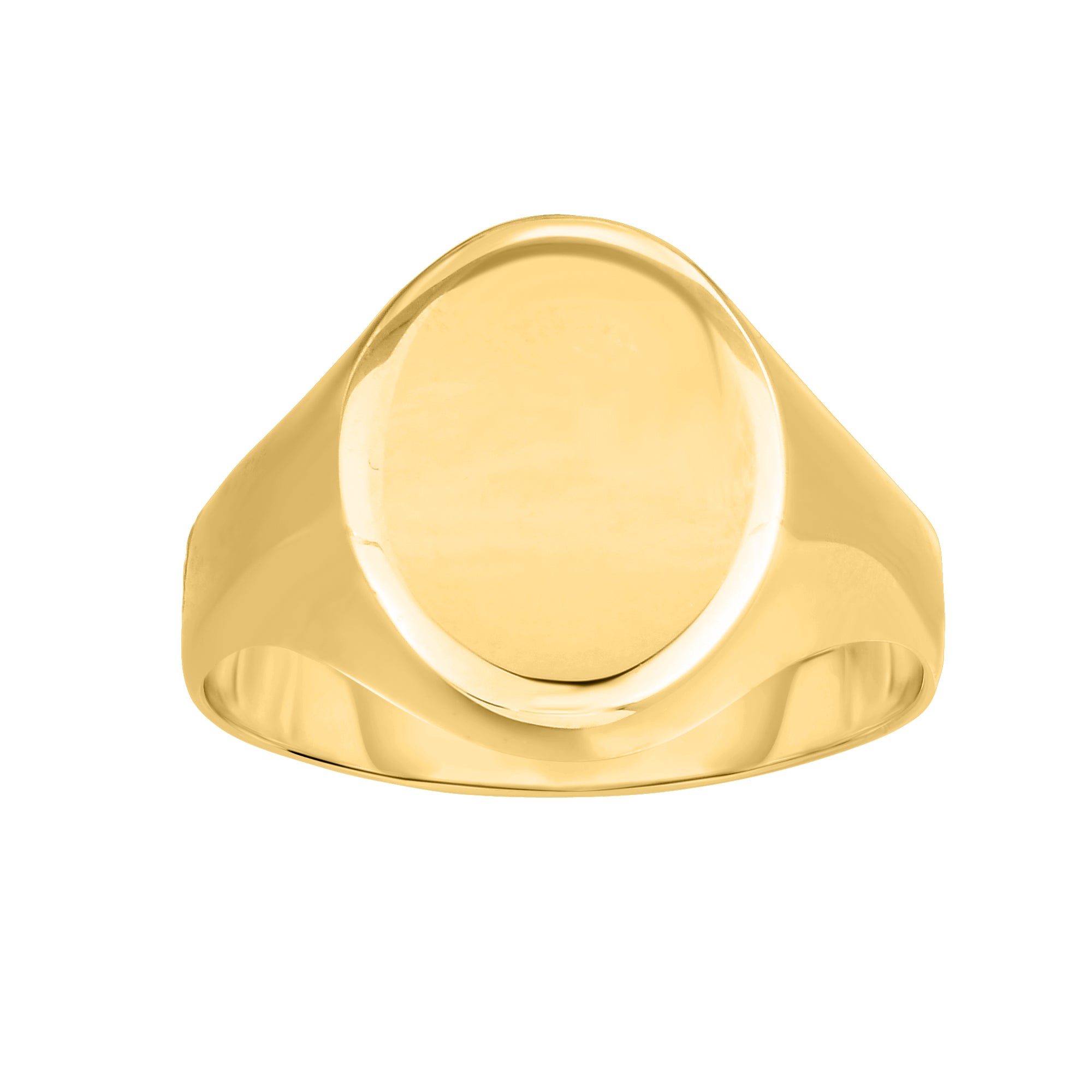 14K Yellow Gold Polished Oval Signet Ring