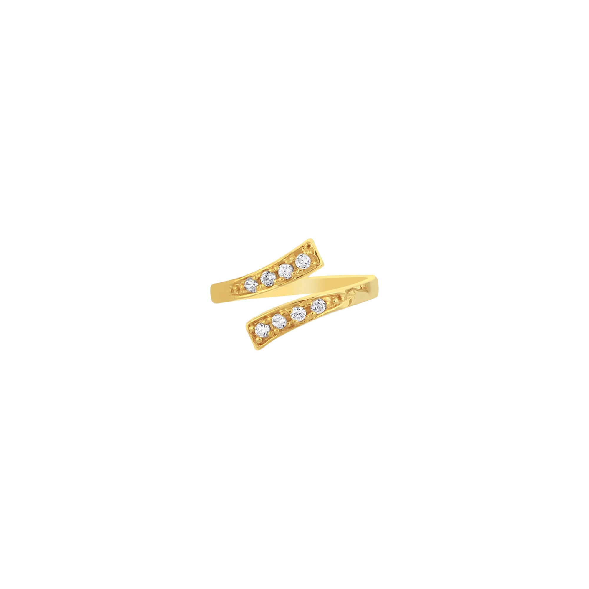 14K Yellow Gold Bypass Cz Toe Ring