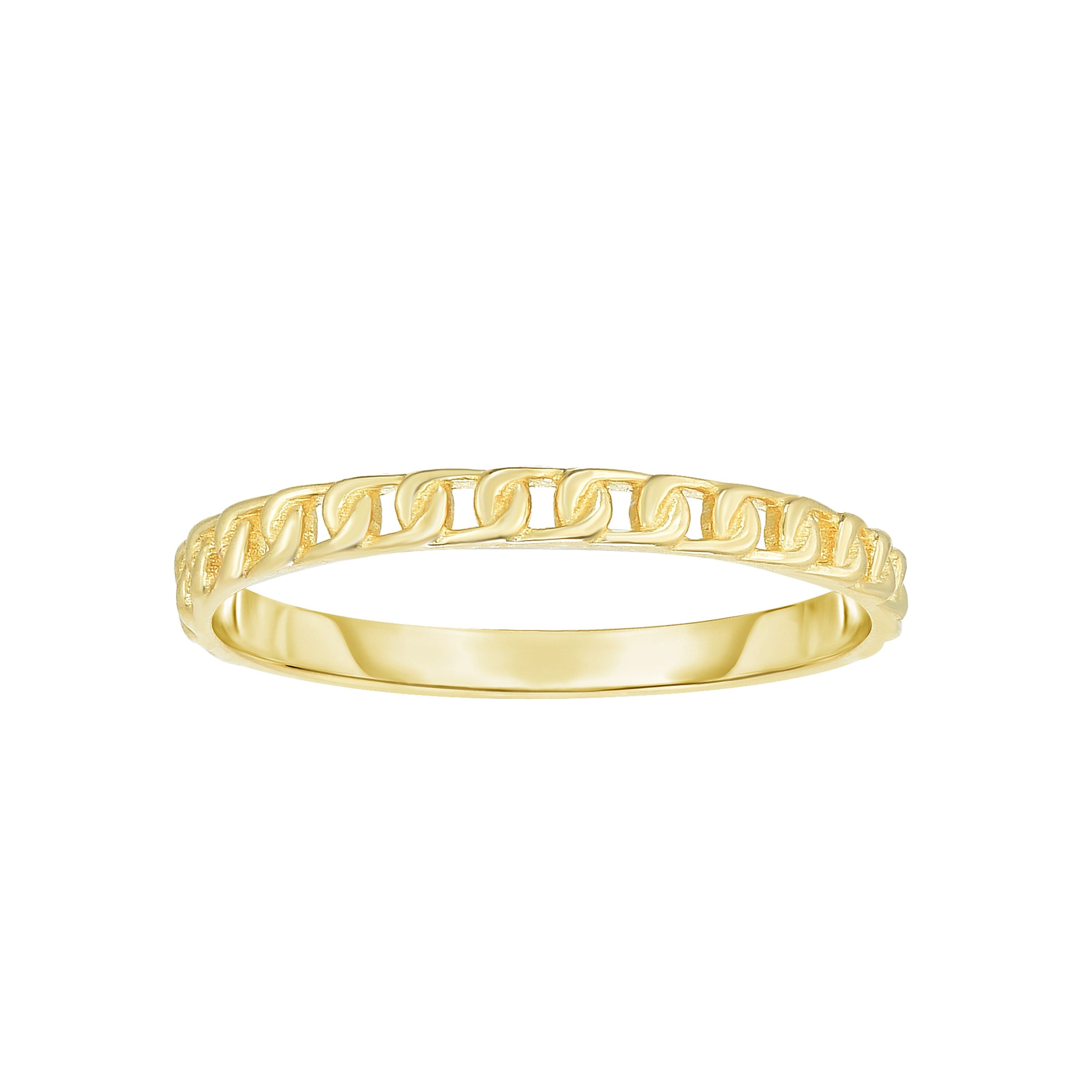 14K Yellow Gold Mini Curb Stackable Ring