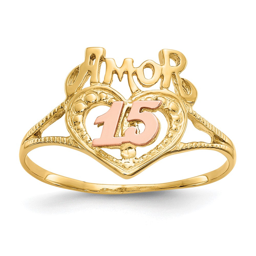 14k Two-Tone Amor 15 Heart Ring