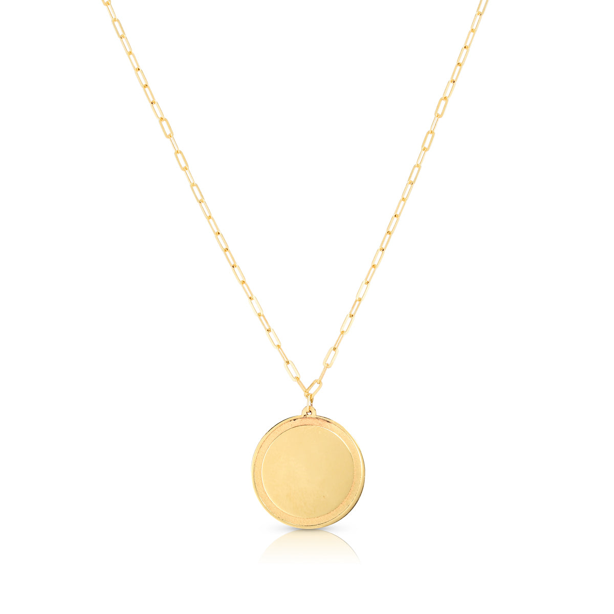 14K Yellow Gold 18" Round Tag with Paperclip Chain