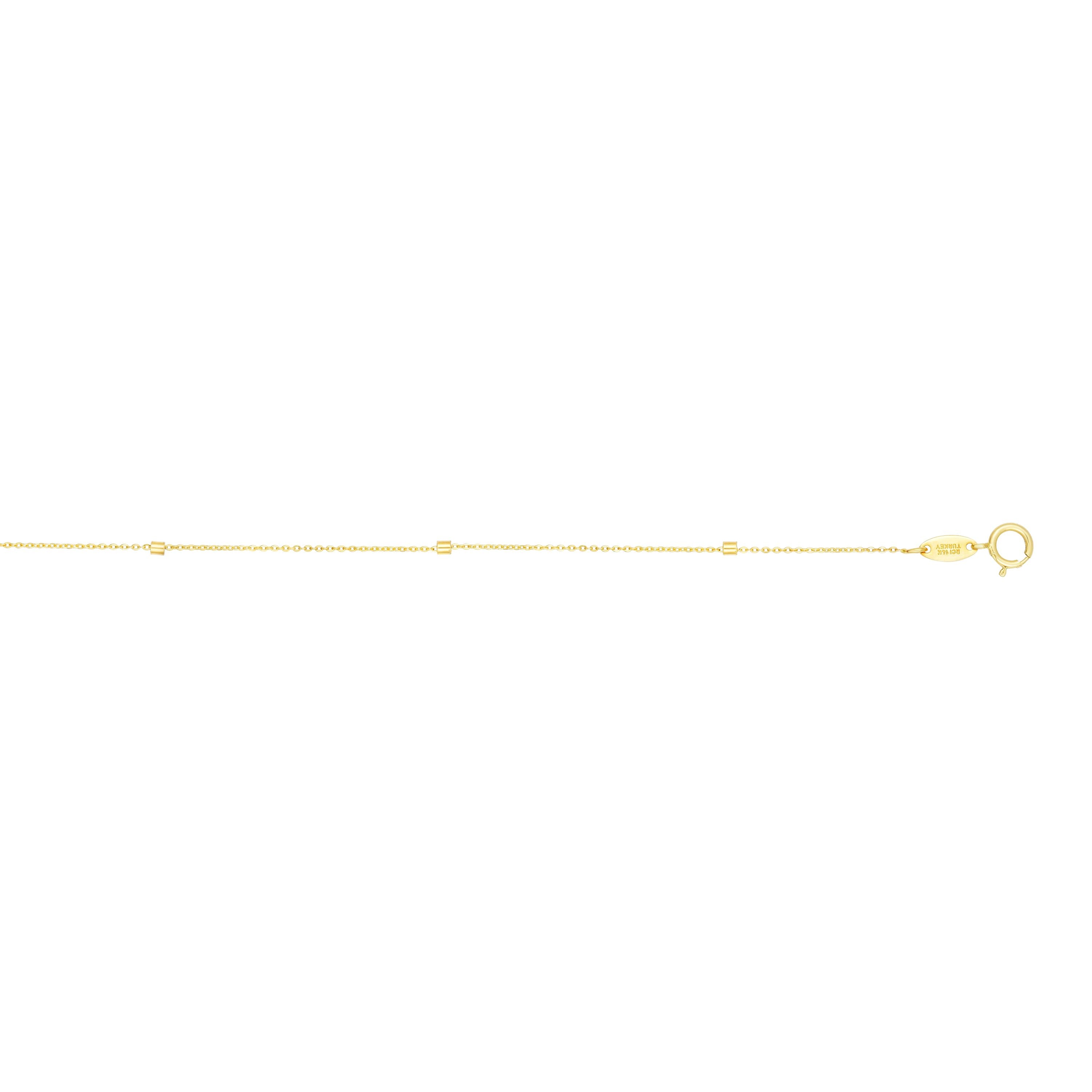 14K Yellow Gold 1.5mm Polished Cube Saturn 18" Chain with Spring Ring