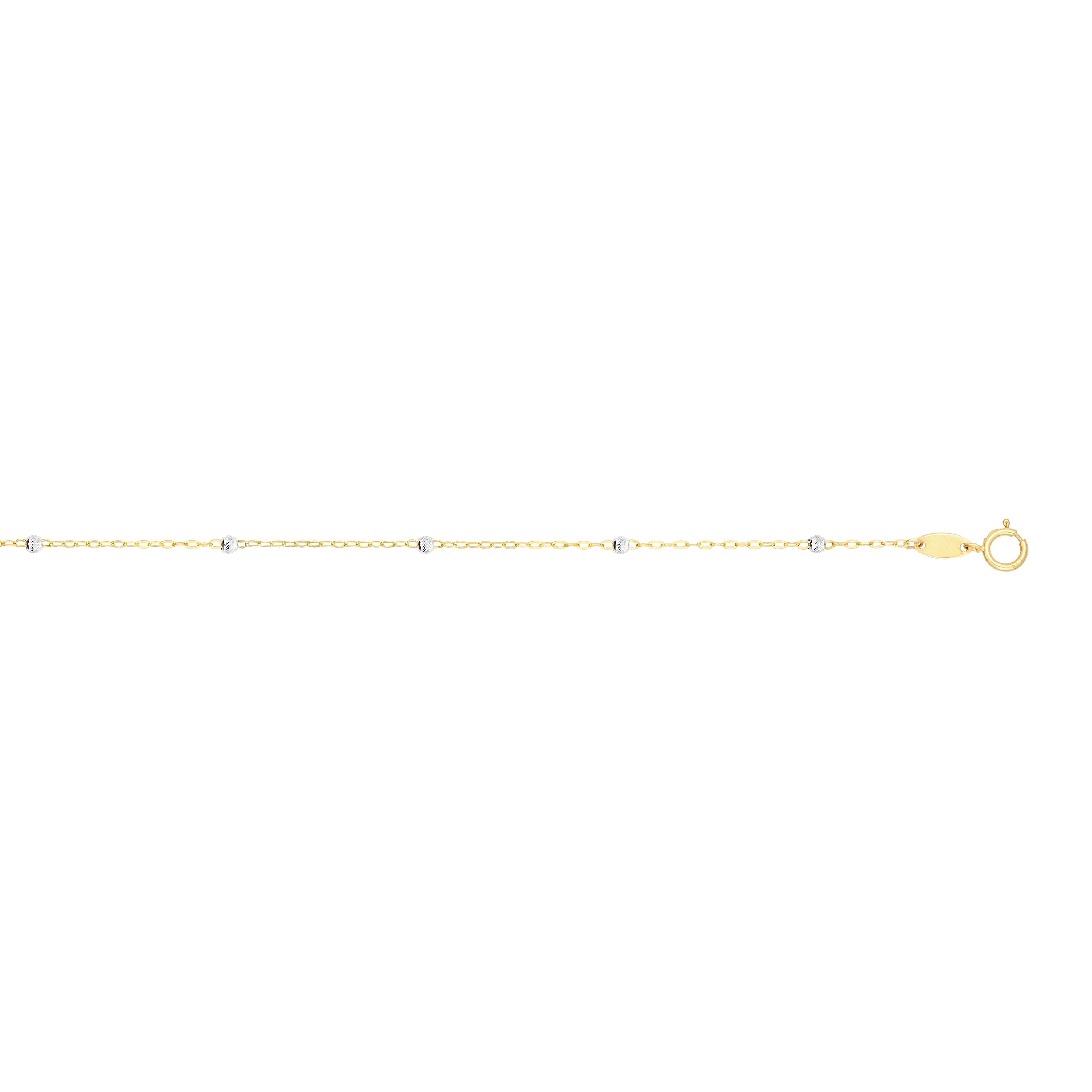 14K Yellow Gold 3.5mm Diamond Cut Bead Saturn 18" Chain with Spring Ring