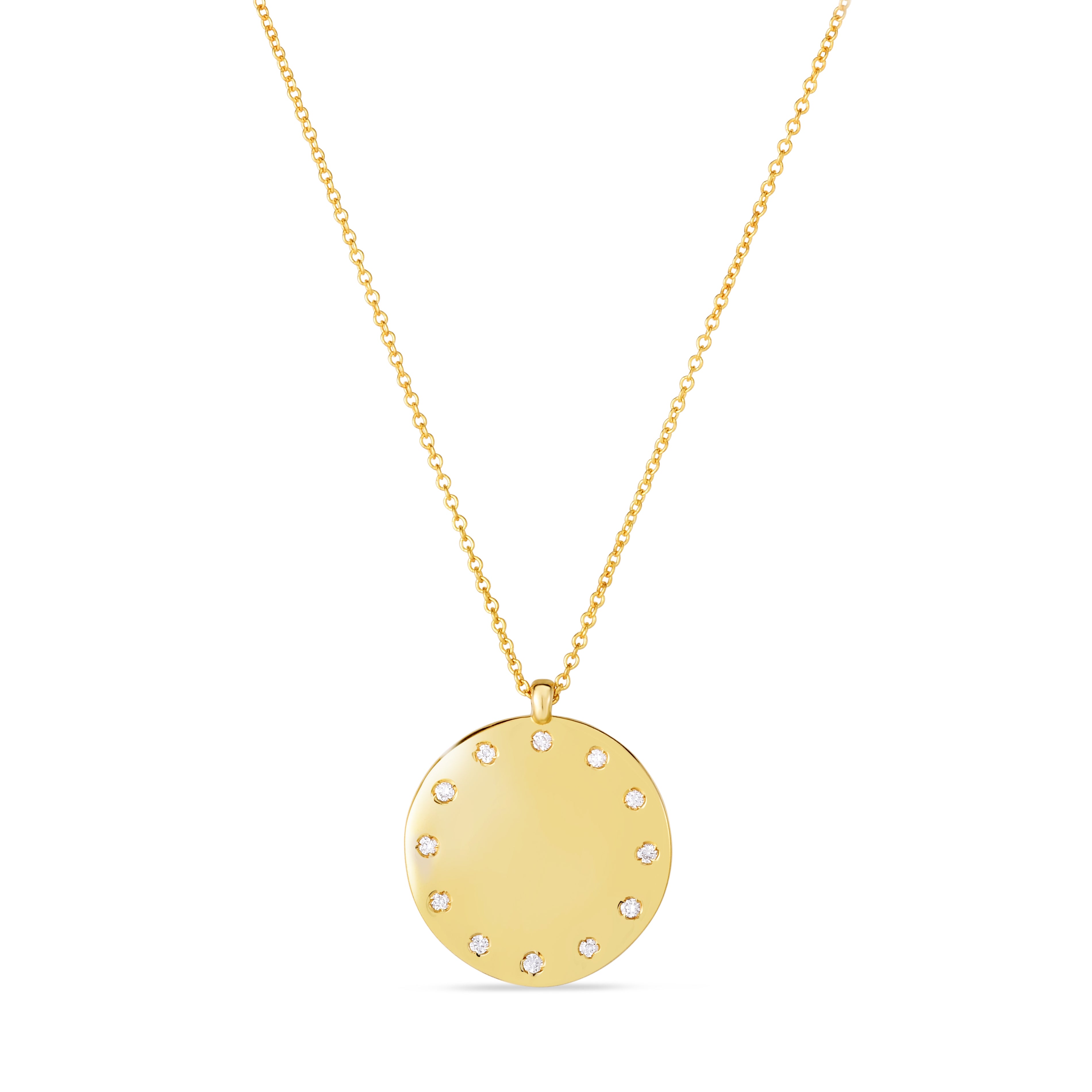 14K Yellow Gold 18" Small .06ct Diamond Dial Necklace
