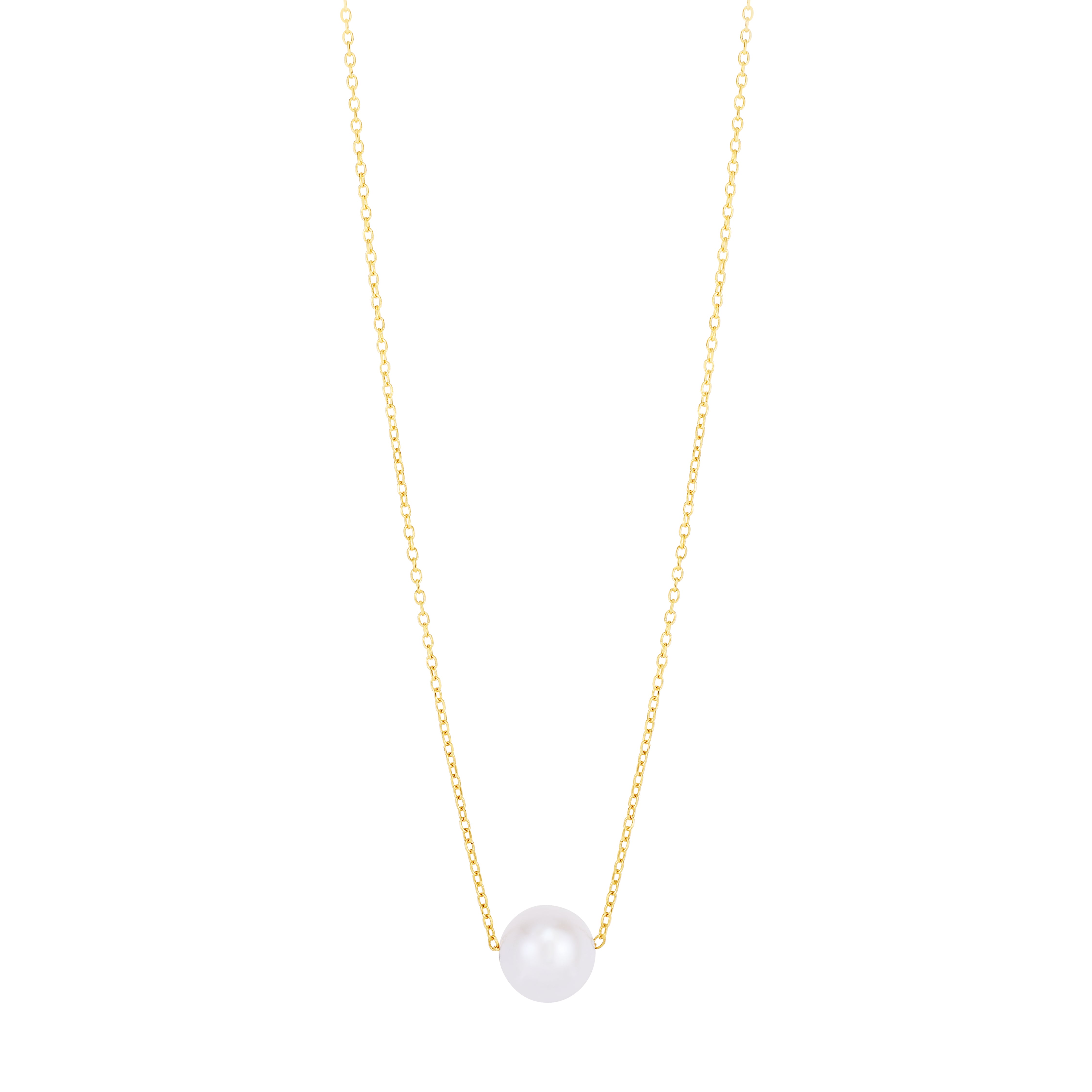 14K Yellow Gold Pearl Solitaire 18" Necklace