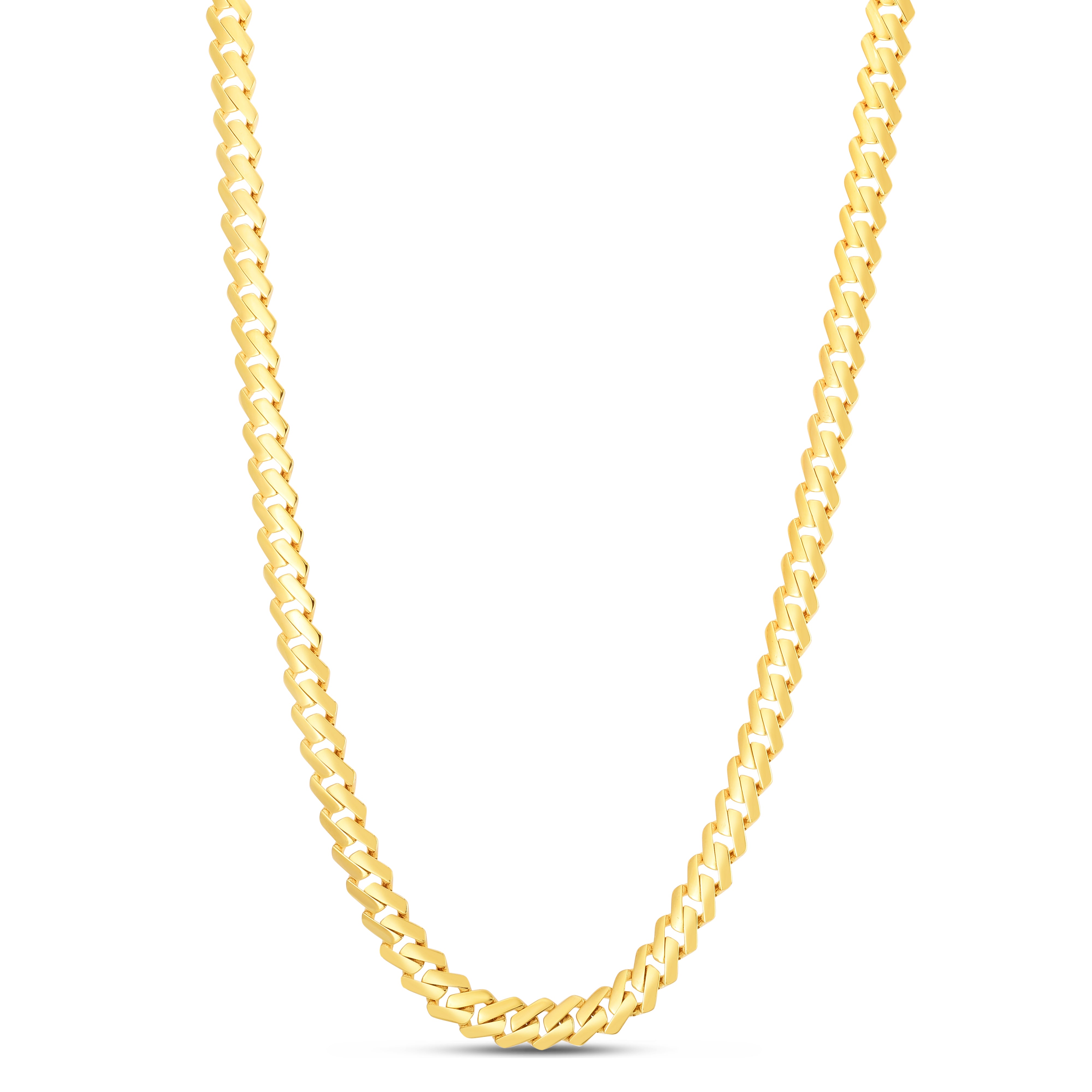 14K Yellow Gold 8mm High Polish Modern Lite Edge 22" Chain Necklace with Box (Both Side Push) Clasp.