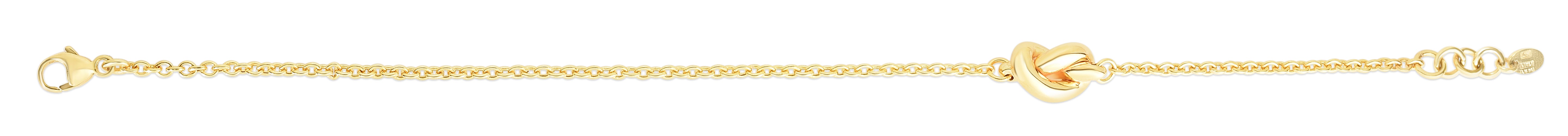 14K Yellow Gold 7" Polished Puffed Love Knot Bracelet