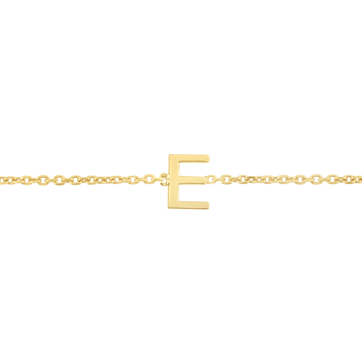 14K Yellow Gold 7" Mini Initial E Bracelet