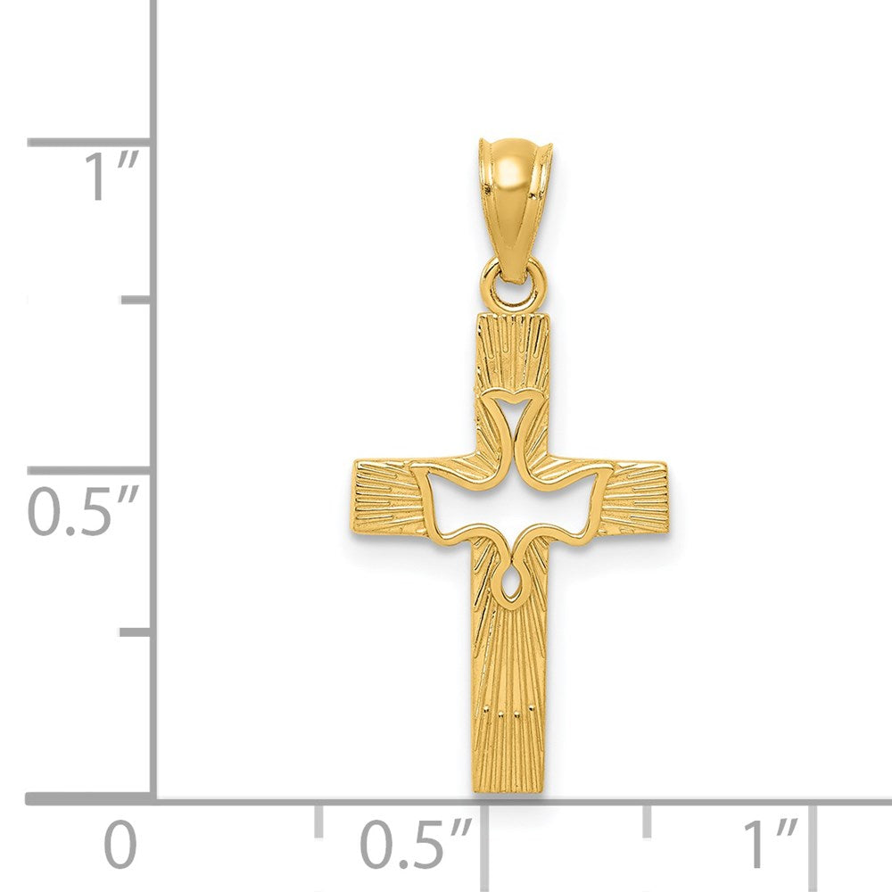 14k Dove Cross Pendant