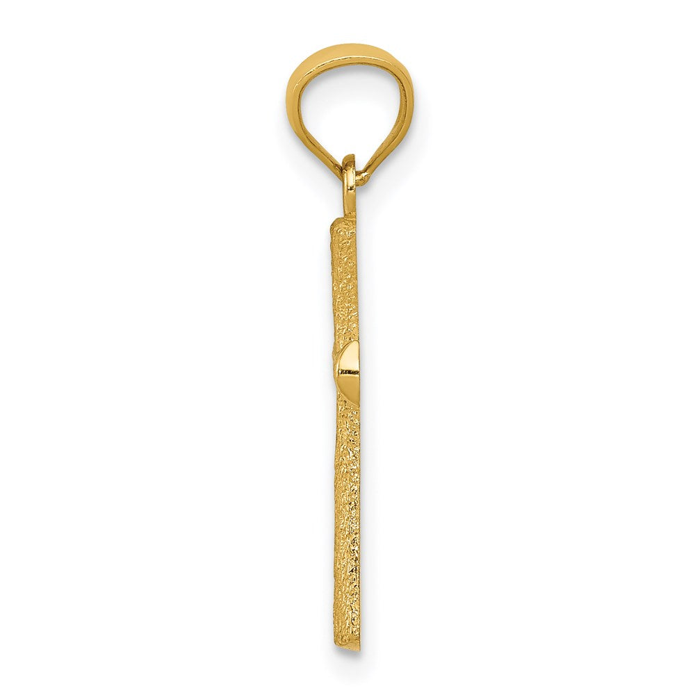 14k Diamond-cut Cross Pendant