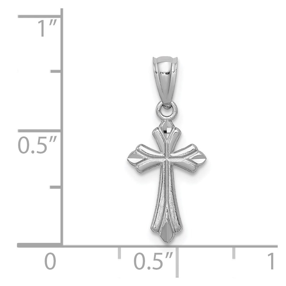 14k White Gold Budded Cross Charm