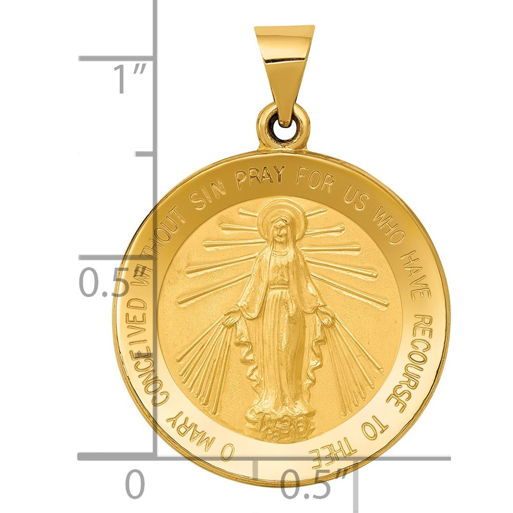14k Miraculous Medal Hollow Pendant