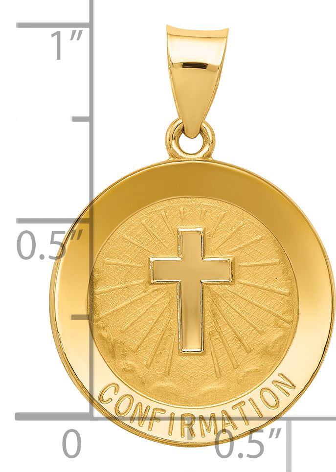 14k Confirmation Medal Hollow Round Pendant