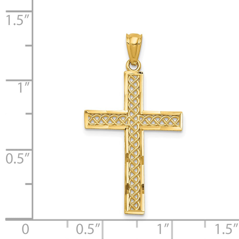 14k Diamond-cut Filigree Cross Pendant