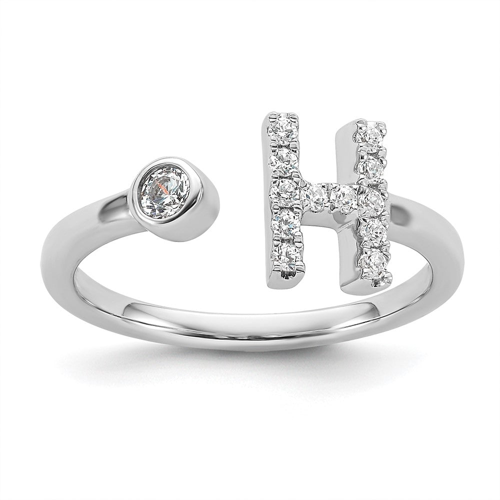 14K White Gold Lab Grown Diamond Vs/Si Fgh Initial H Adjustable Rin