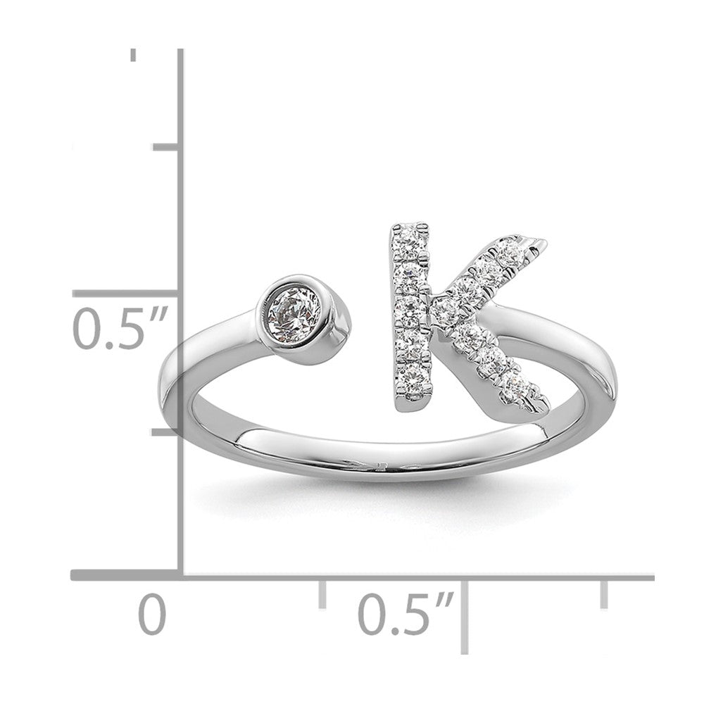 14K White Gold Lab Grown Diamond VS/SI FGH Initial K Adjustable Rin