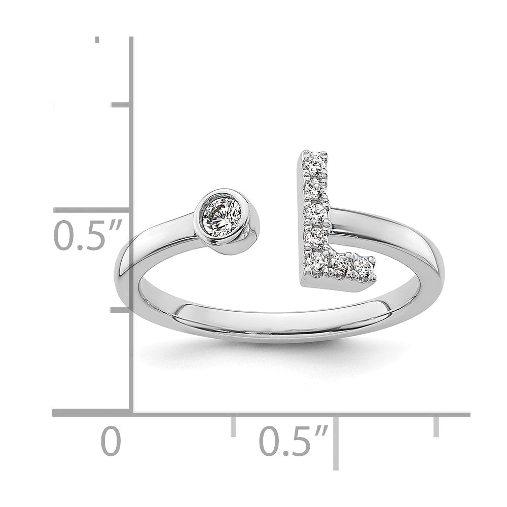 14K White Gold Lab Grown Diamond VS/SI FGH Initial L Adjustable Rin
