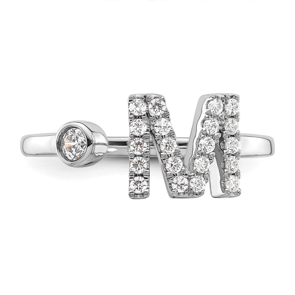 14K White Gold Lab Grown Diamond Vs/Si Fgh Initial M Adjustable Rin