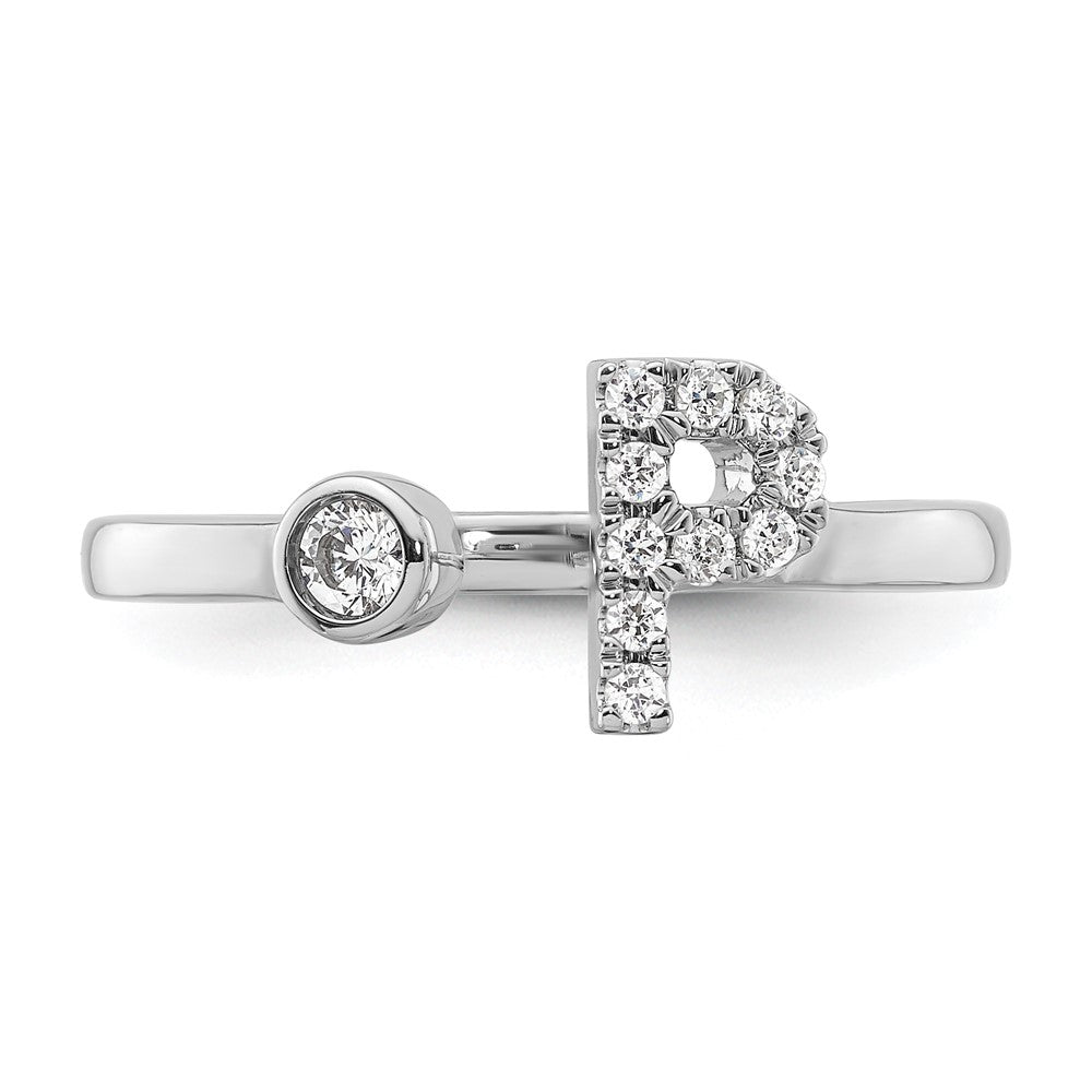 14K White Gold Lab Grown Diamond Vs/Si Fgh Initial P Adjustable Rin