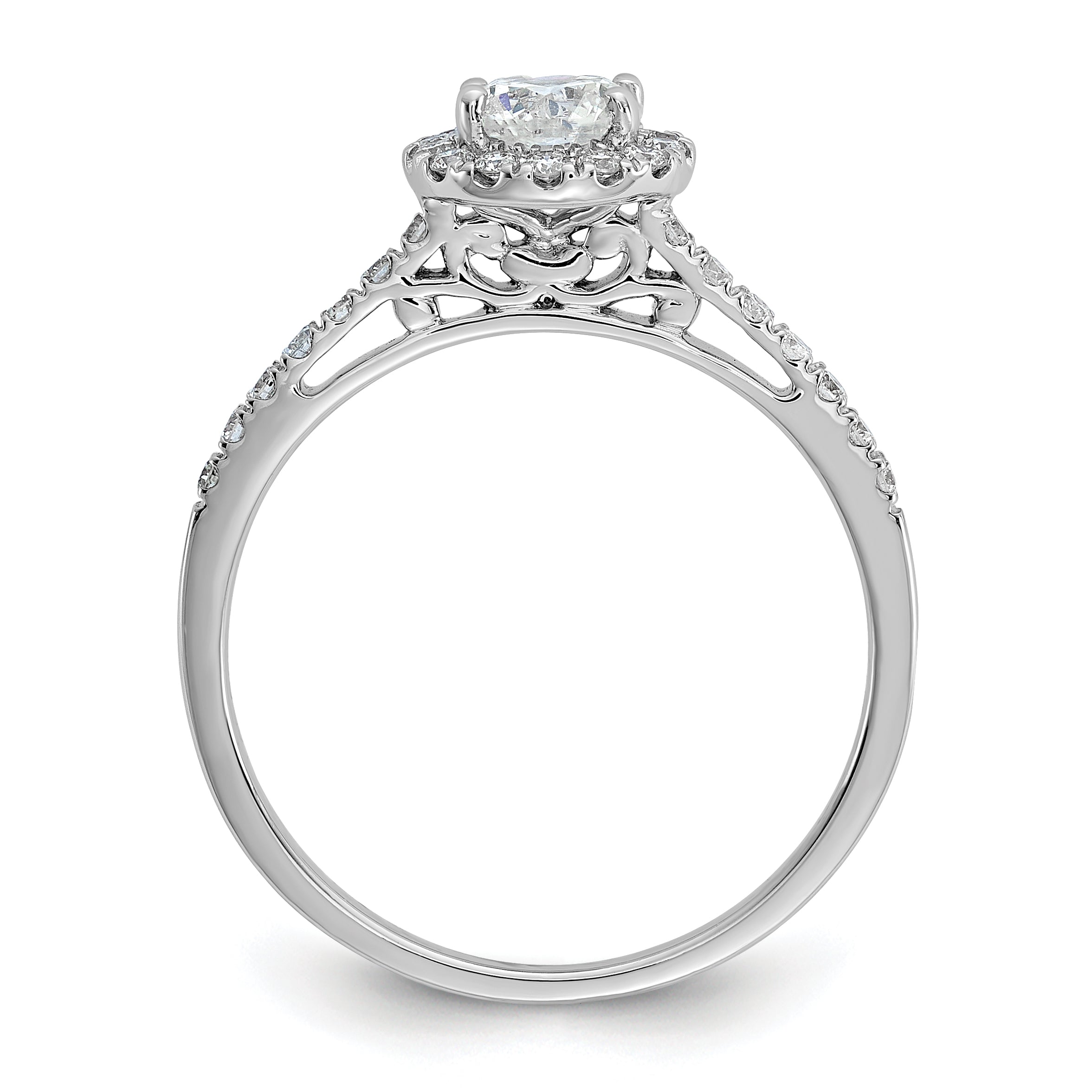 14k White Gold 1/4 carat Lab Grown Diamond VS/SI+ G+ 1 carat Center Semi Mount Halo Engagement Ring