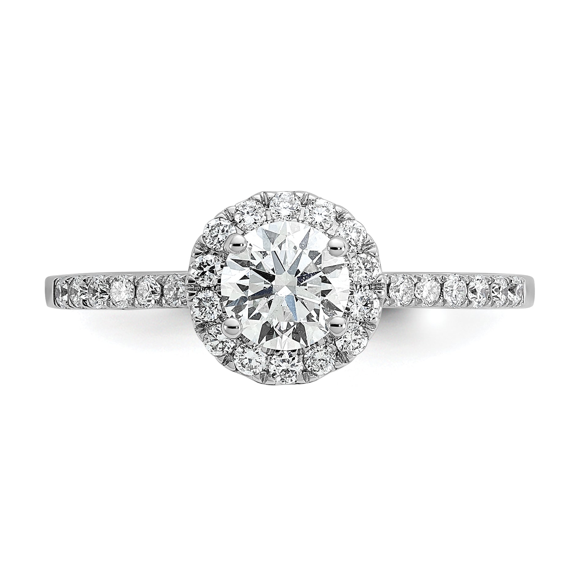 14k White Gold 1/4 carat Lab Grown Diamond VS/SI+ G+ 1 carat Center Semi Mount Halo Engagement Ring