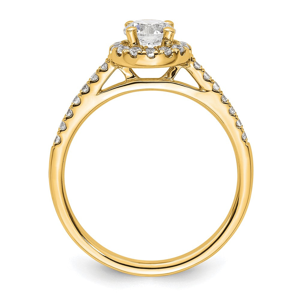 14ky Round Halo Engagement Lab Grown Diamond SI1/SI2, G H I, Complete Ring