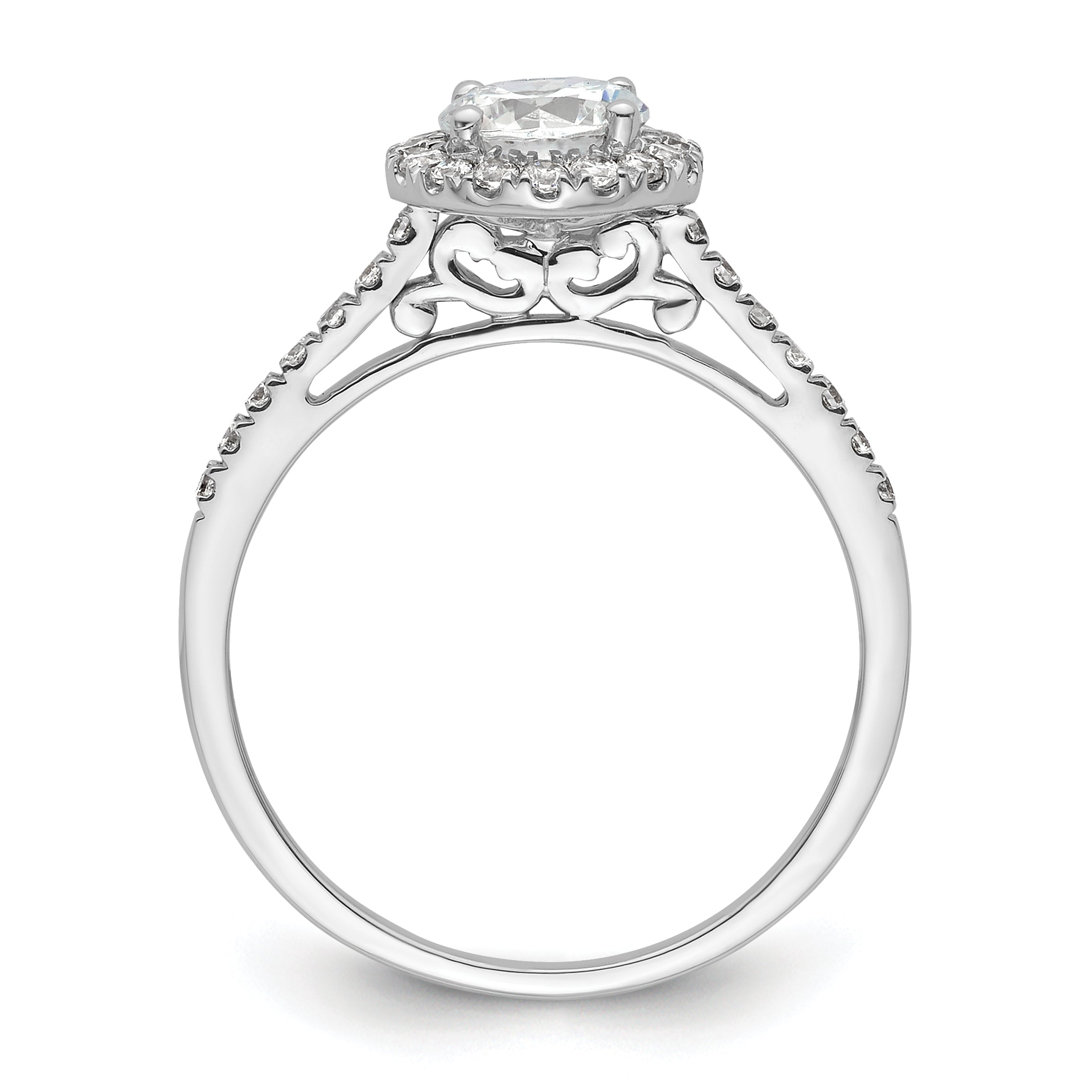 14k White Gold 1/4 carat Lab Grown Diamond VS/SI+ G+ 1 carat Center Semi Mount Halo Engagement Ring