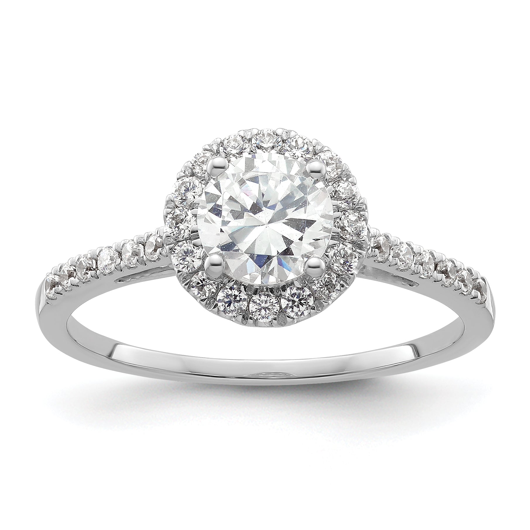 14k White Gold 1/4 carat Lab Grown Diamond VS/SI+ G+ 1 carat Center Semi Mount Halo Engagement Ring