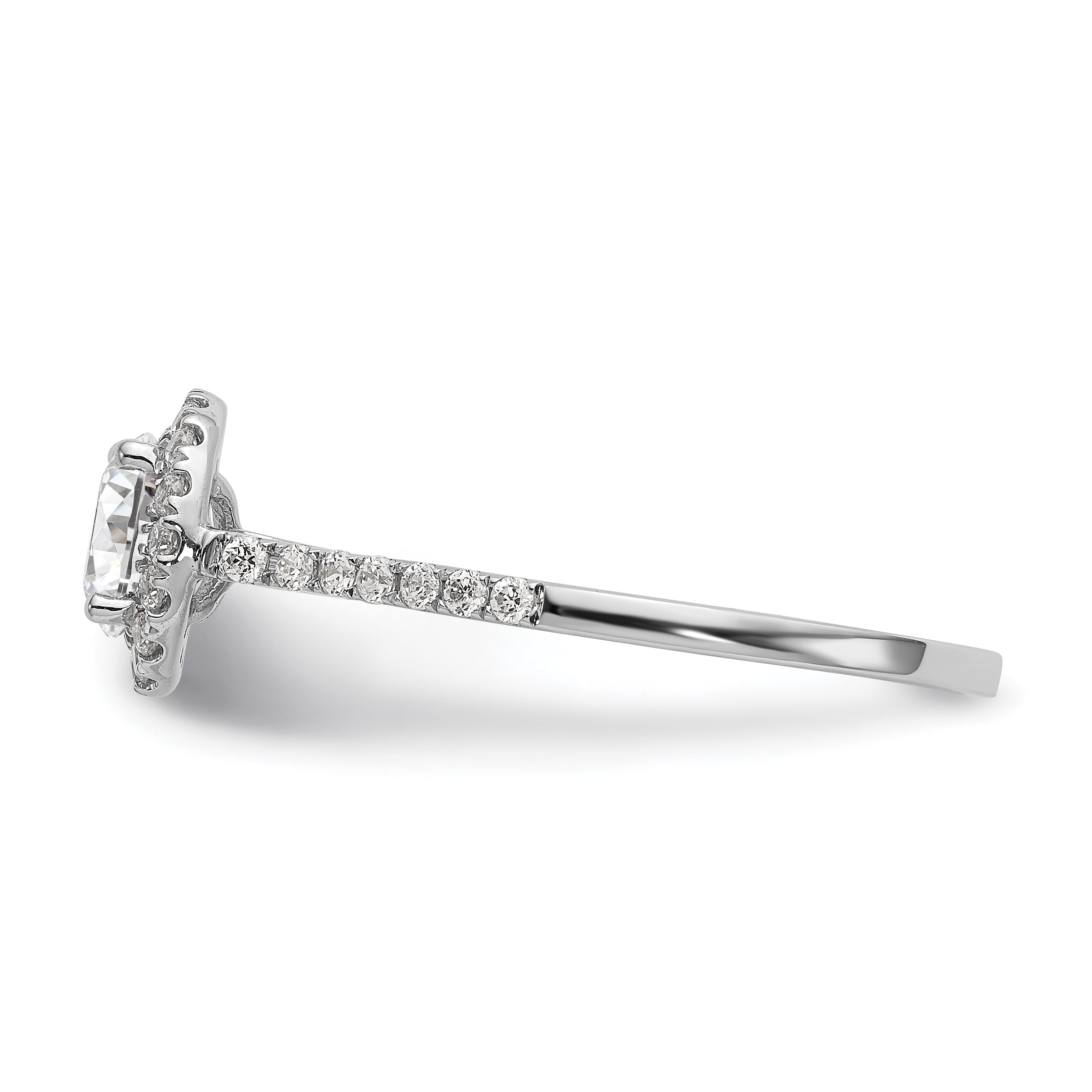 14k White Gold 1/4 carat Lab Grown Diamond VS/SI+ G+ 1 carat Center Semi Mount Halo Engagement Ring