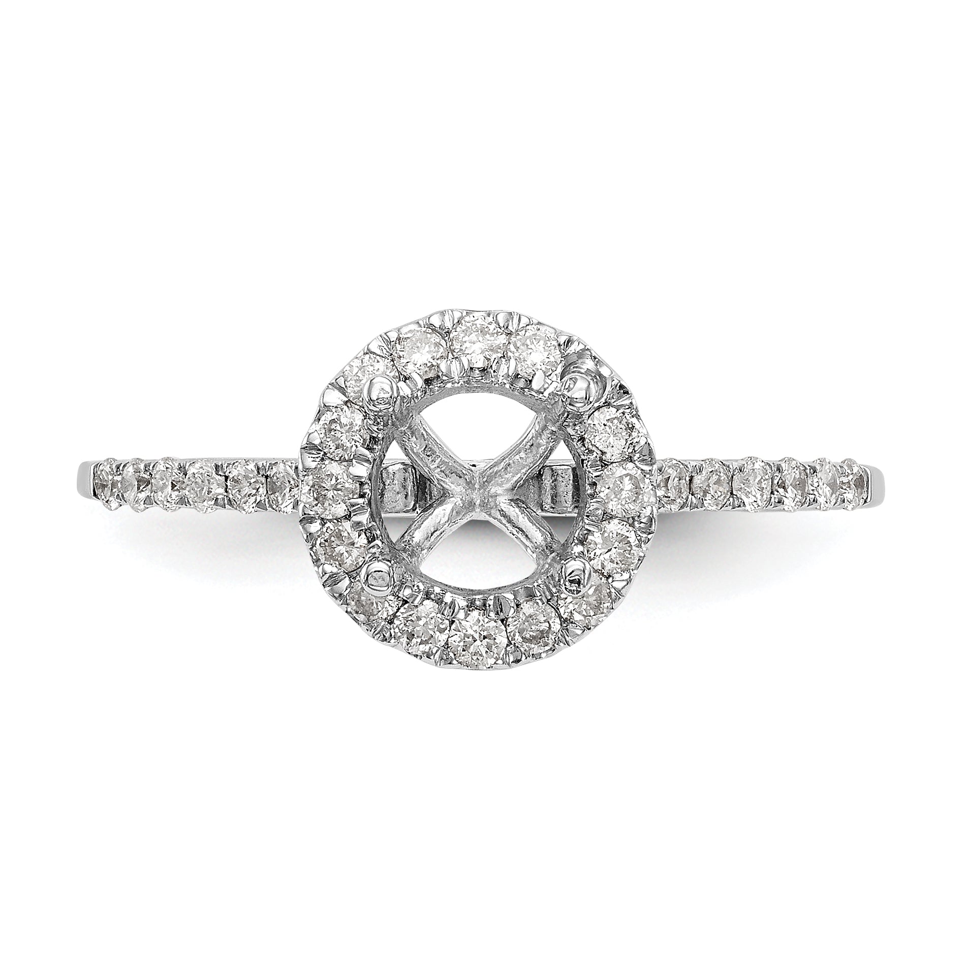 14k White Gold 1/4 carat Lab Grown Diamond VS/SI+ G+ 1 carat Center Semi Mount Halo Engagement Ring