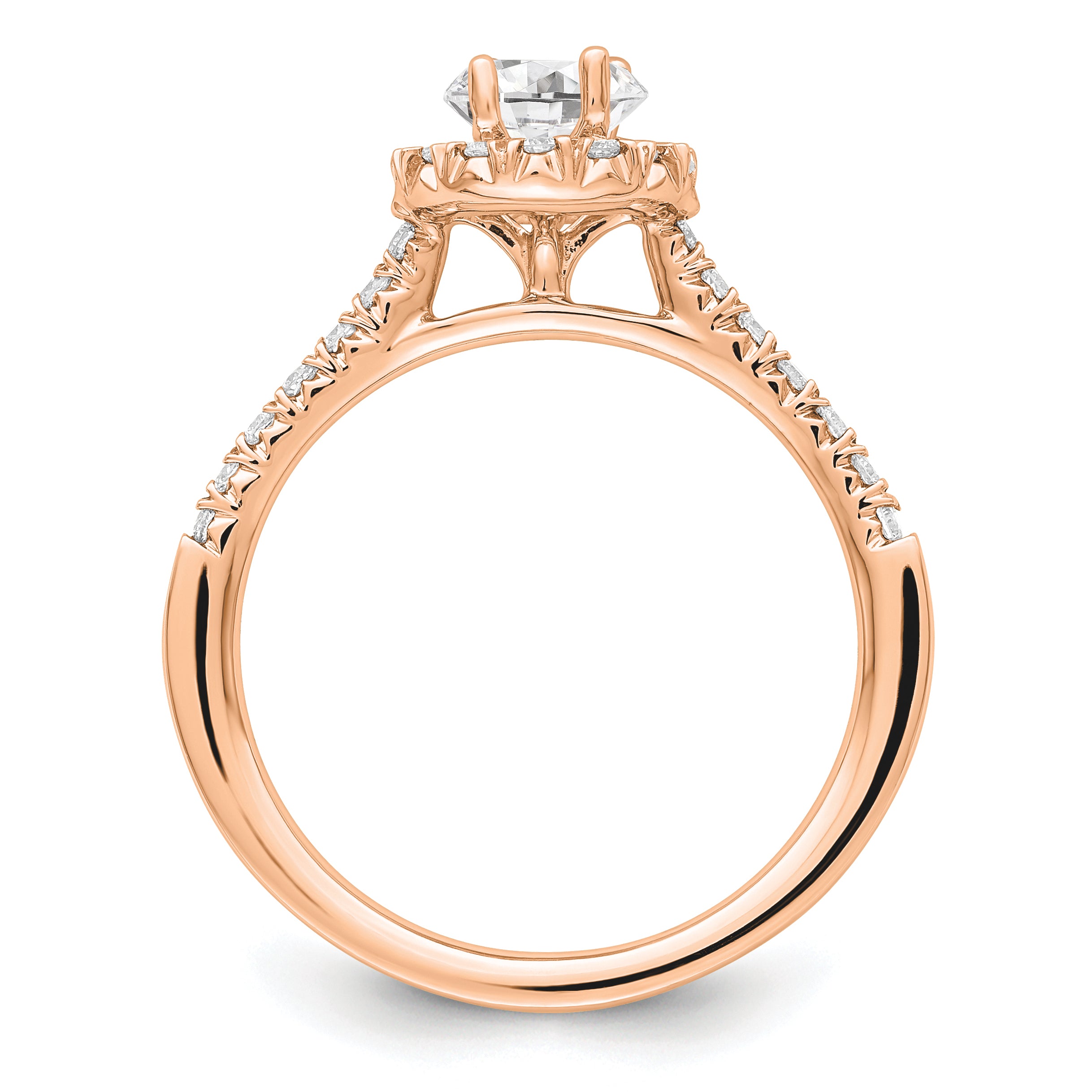 14k Rose Gold 7/8 carat Lab Grown Diamond VS/SI+ G+ Oval Complete Halo Engagement Ring